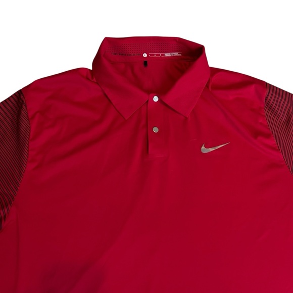 Nike TW Tiger Woods Collection Golf Polo Shirt Red/Black Large - Picture 3 of 5